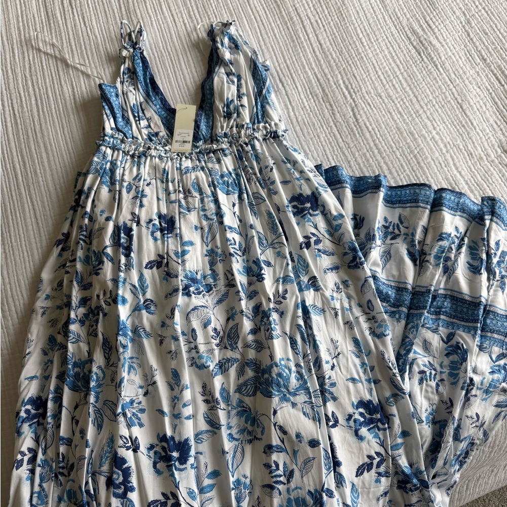 Floral Blue and White Maxi Dress